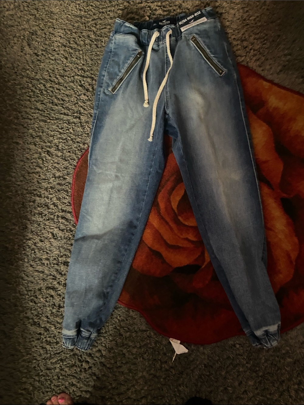 Women’s Blue Drawstring Jogger Jeans Hollister